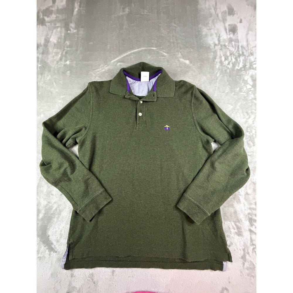 Brooks Brothers Performance Polo Men Size S Green Long Sleeve Original Fit
